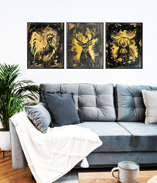Gold Motive zur Auswahl wie Goldmarie, Kuckuck, Hirsch, Kuh, Gockel und eine Rose