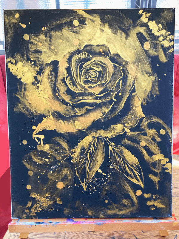 Gold Hirsch, Rose, Marie mit Goldfarbe in Freiburg malen