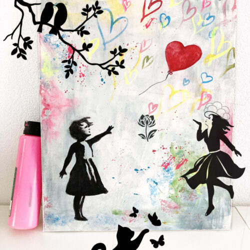 Herz & Pinsel – Inspiriert vom Banksy-Girl <br>Große Auswahl an Motiven<br> 🗓 Fr., 18. Juli 🕑 18:00 – 20:30 Uhr <br>📍L’Osteria Freiburg