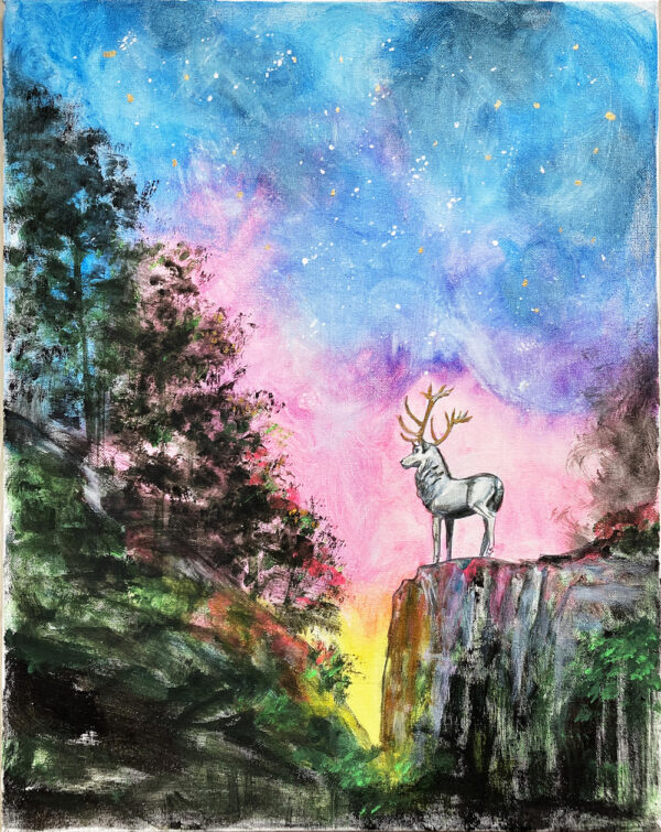 Hirschsprung im Höllental bei Freiburg, Berglandschaft und Nachthimmel